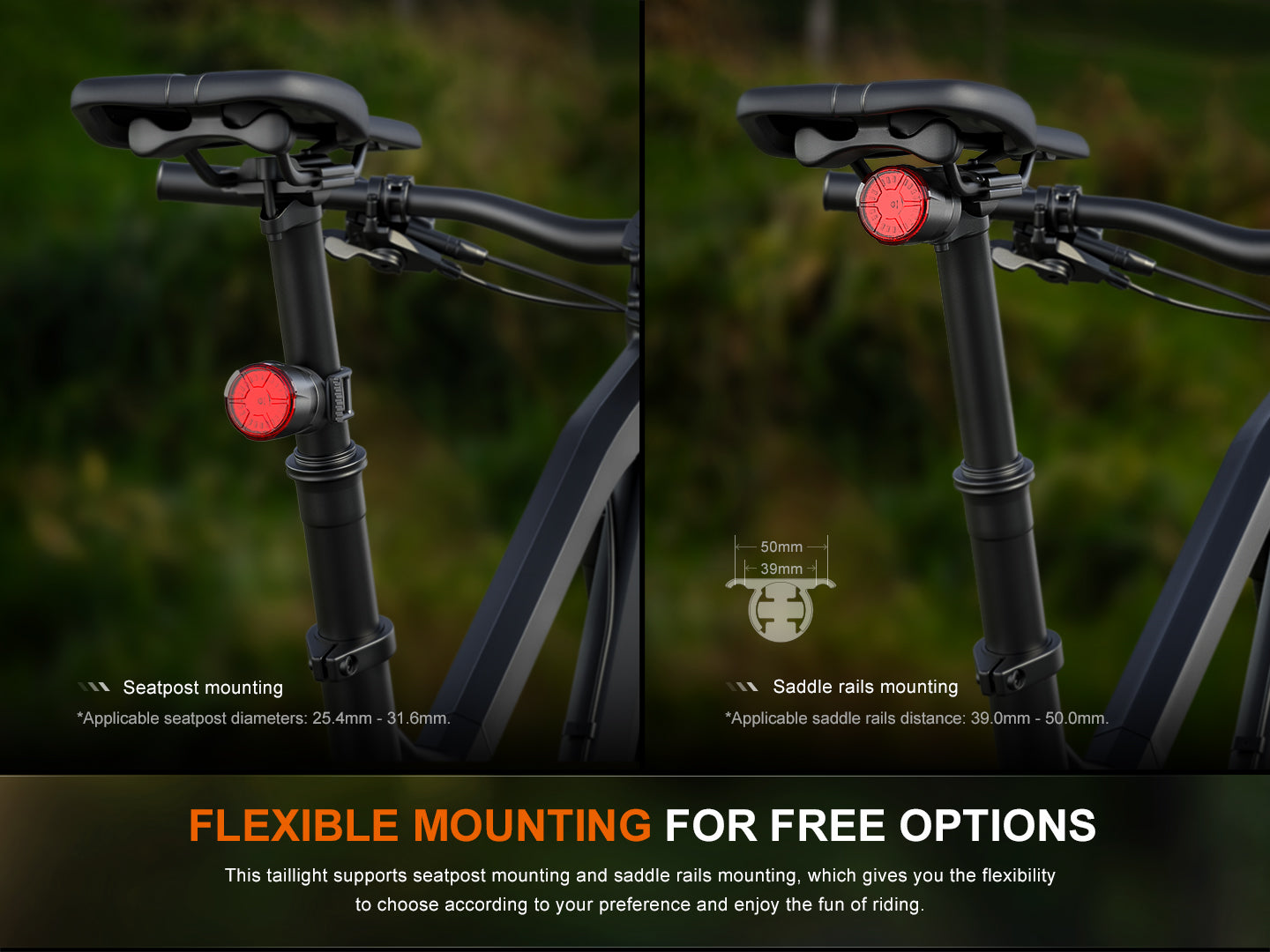 Fenix BC06R Smart-Brake Bicycle Taillight | 270° | 24.5-Hour | IP66 | USB-C