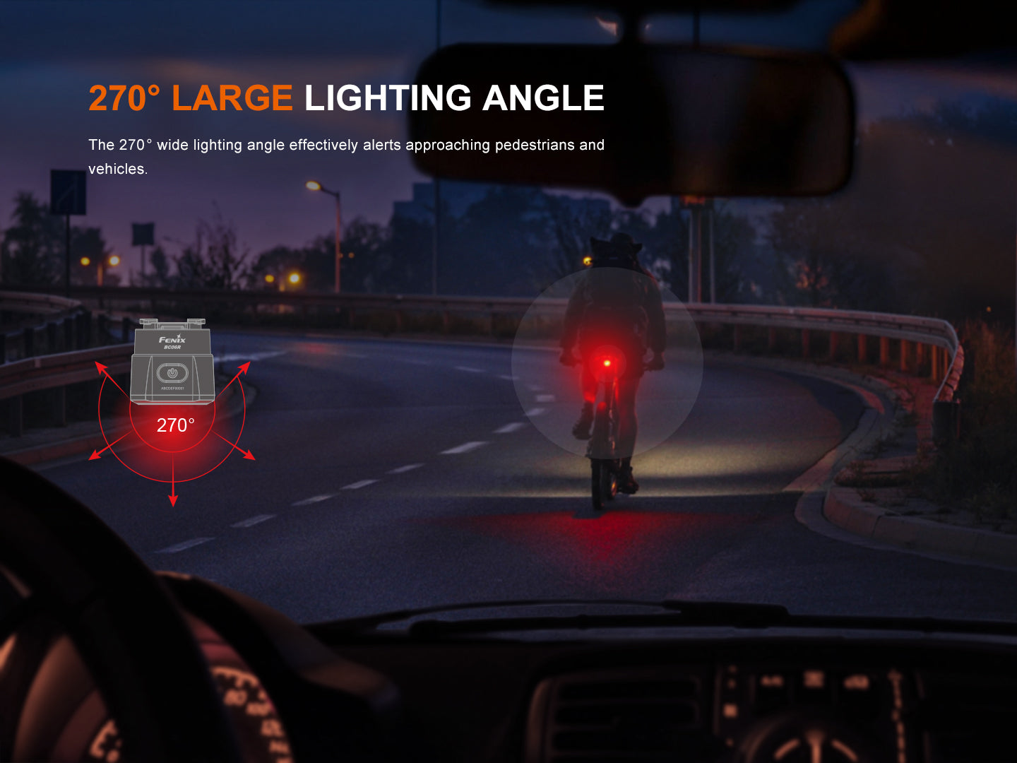 Fenix BC06R Smart-Brake Bicycle Taillight | 270° | 24.5-Hour | IP66 | USB-C