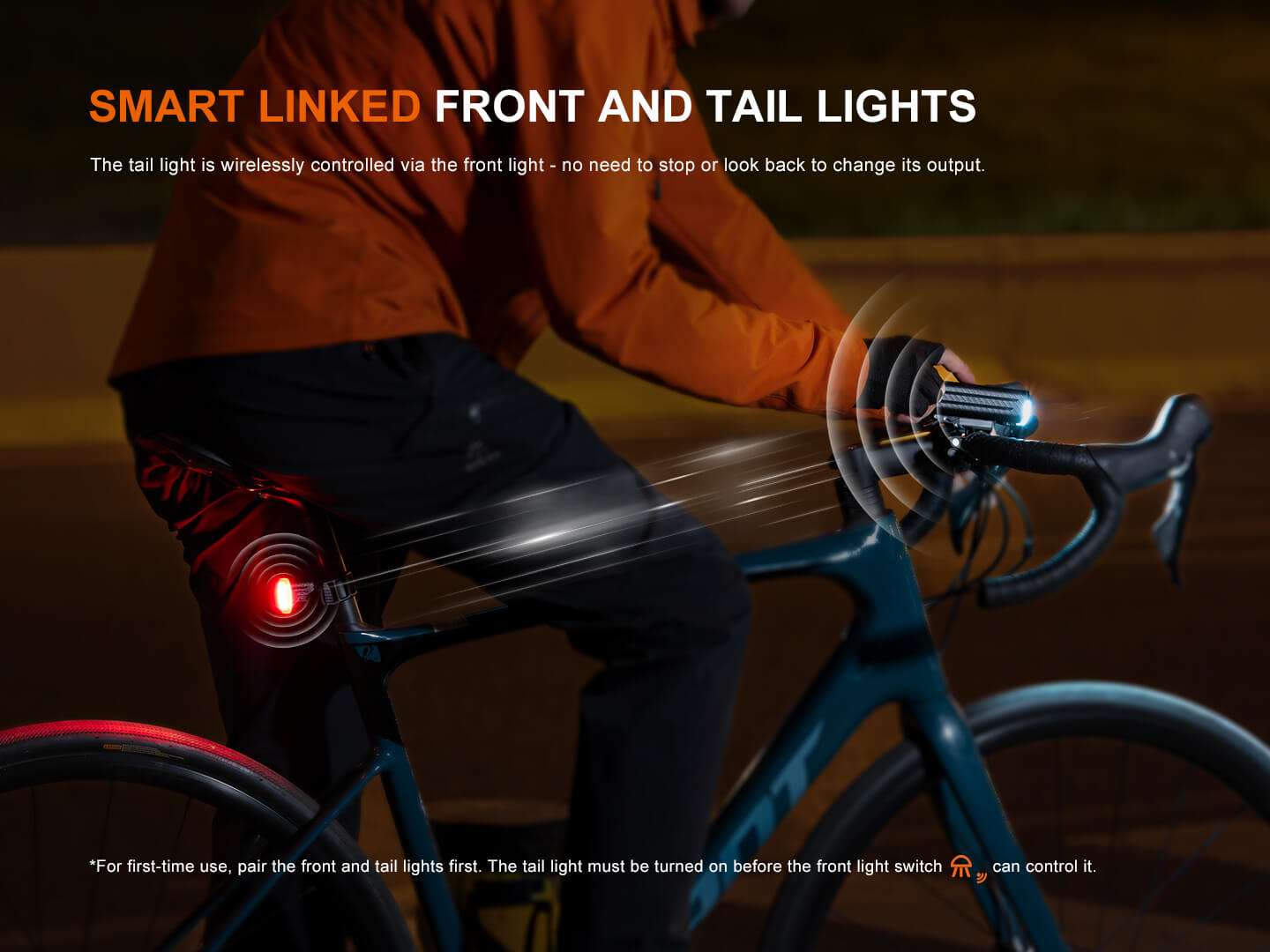 Fenix BC28R Smart Head & Tail Bike Light Combo | 2500 Lumens | Smart-Sync | IP66 | USB-C