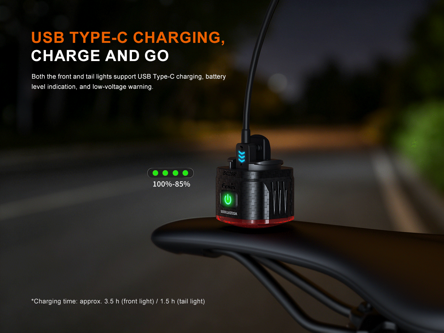Fenix BC28R Smart Head & Tail Bike Light Combo | 2500 Lumens | Smart-Sync | IP66 | USB-C
