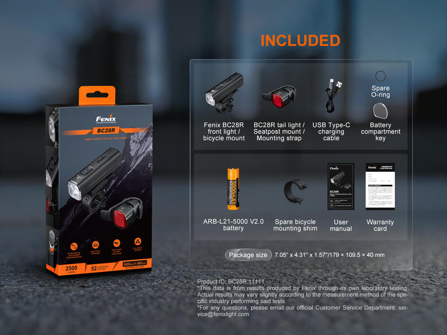 Fenix BC28R Smart Head & Tail Bike Light Combo | 2500 Lumens | Smart-Sync | IP66 | USB-C