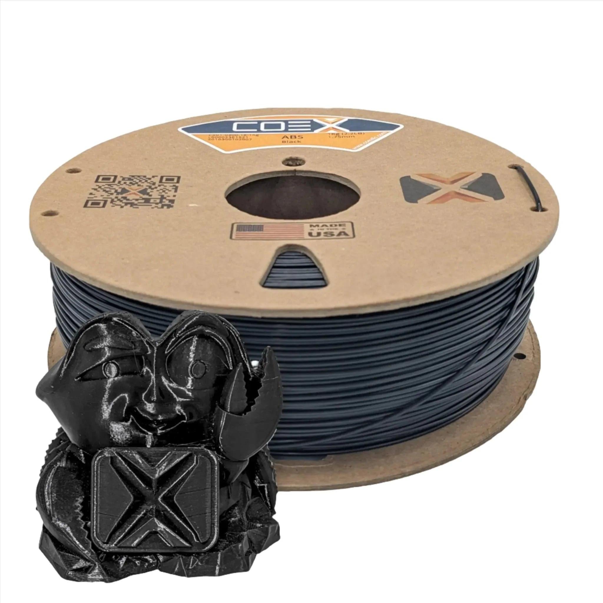 COEX 3D ABS+ Filament – Black – Low Warp, High Strength 3D Printing Material