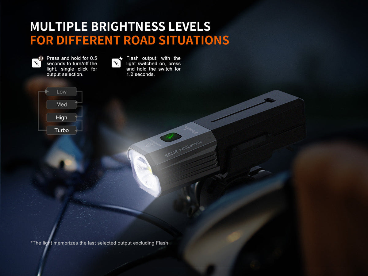 Fenix BC22R Road Bike Light | 1400 Lumens | 512 ft Beam | Anti-Glare | IP66 | USB-C