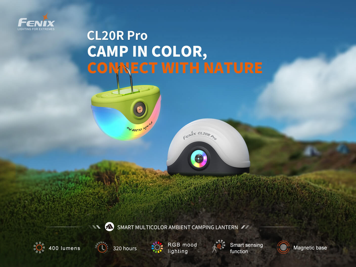 Fenix CL20R Pro Smart Multicolor Camping Lantern | 400 Lumens | RGB | Motion Sensing | IP65