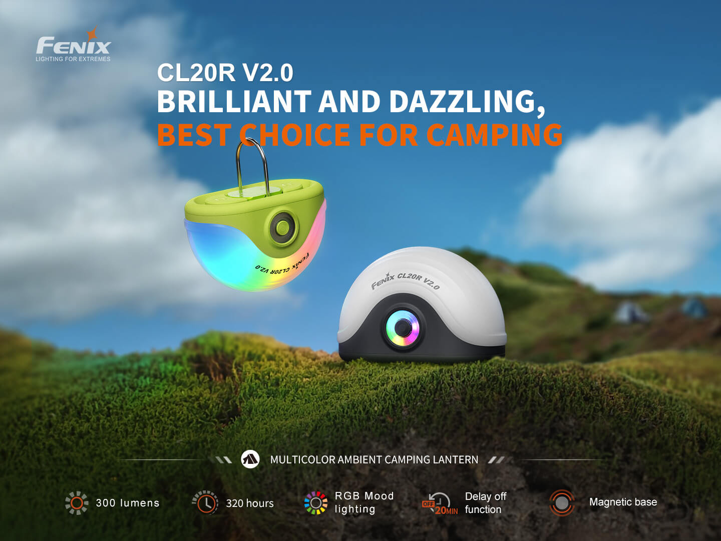 Fenix CL20R V2 Multicolor Camping Lantern | 300 Lumens | RGB | 6 Modes | IP65 | USB-C