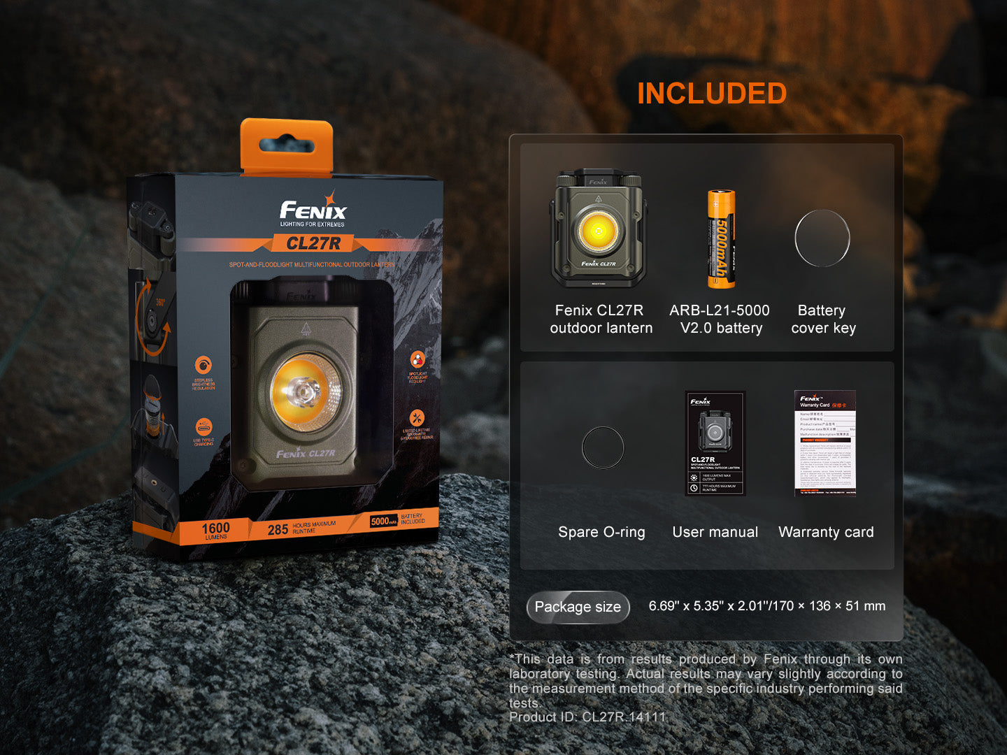 Fenix CL27R Multifunctional Outdoor Lantern | 1600 Lumens | Dual Beam | 2700K-6500K | IP66