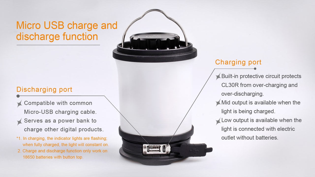 Fenix CL30R Rechargeable LED Camping Lantern | 650 Lumens | Power Bank | All-Season