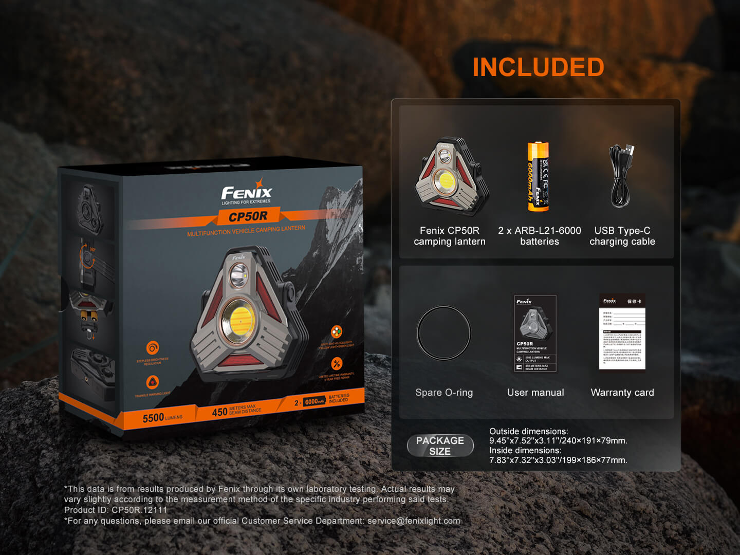 Fenix CP50R Road Hazard Camping Lantern | 5500 Lumens | 360° Handle | 2700K-6500K | IP66