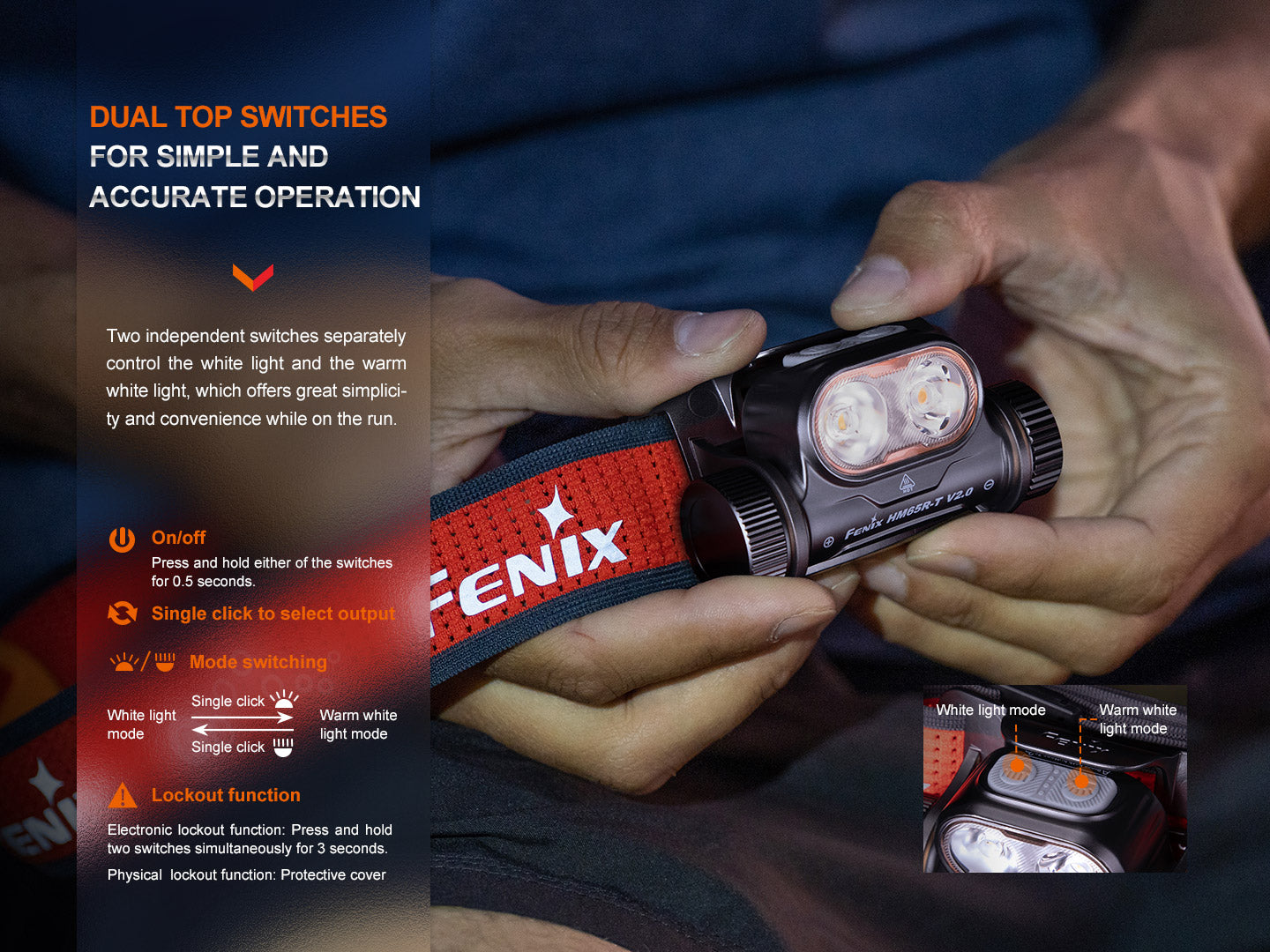 Fenix HM65R-T V2 Trail Running Headlamp | Magnesium | 170m | White & Warm White | IP68