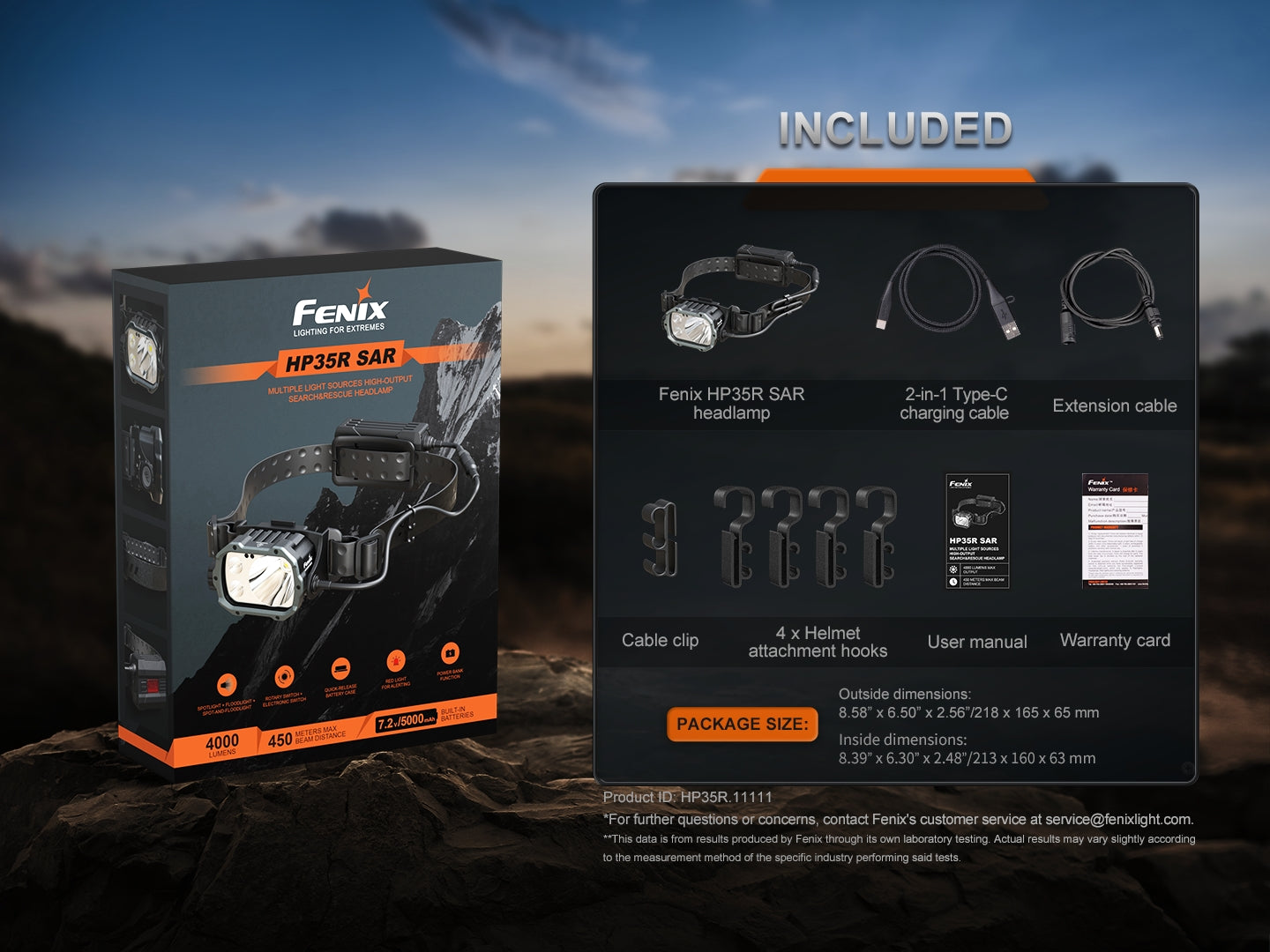 Fenix HP35R Search & Rescue Headlamp | 4000 Lumens | 500-Hour | Power Bank | IP66