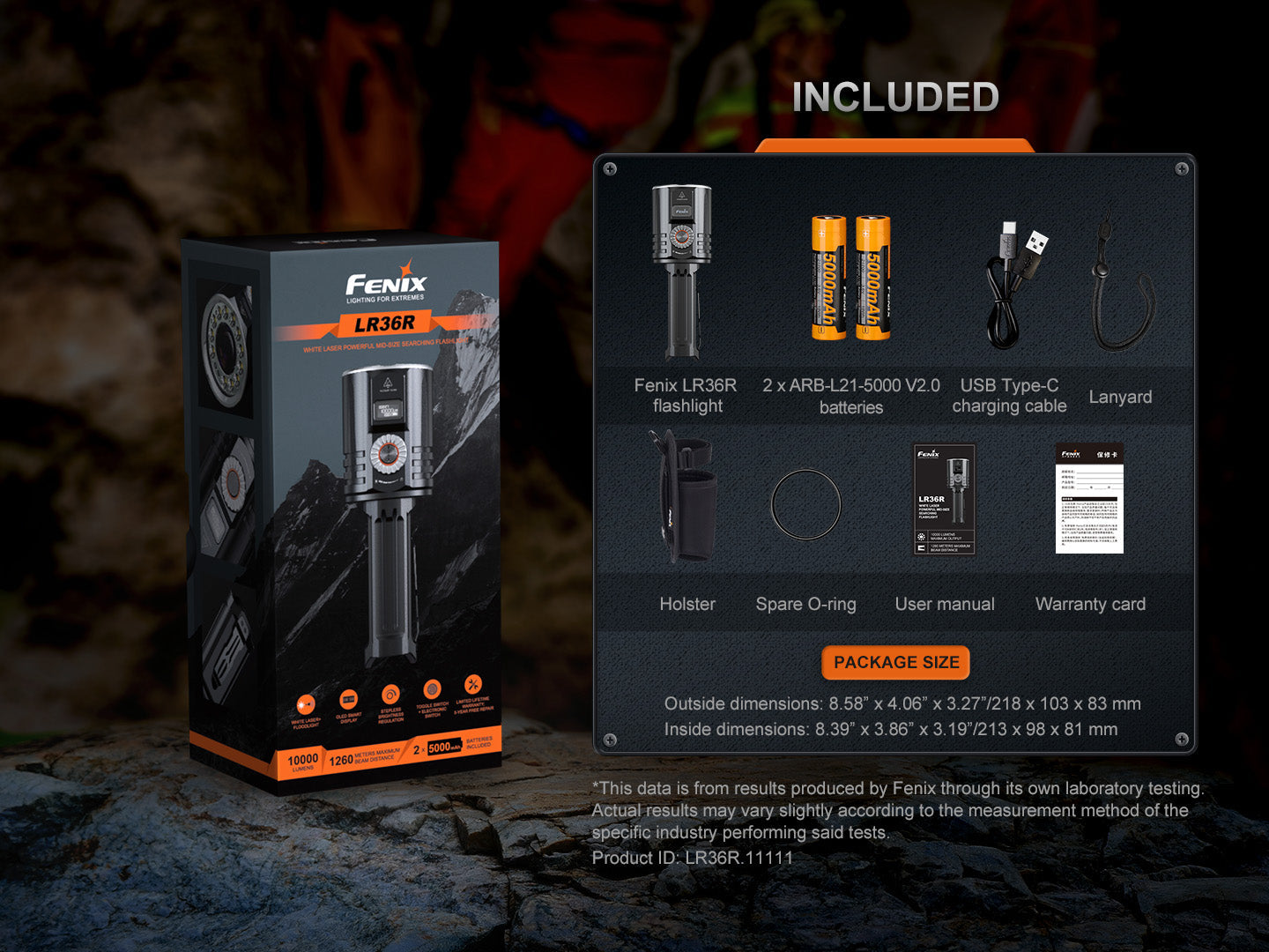 Fenix LR36R White Laser Searching Flashlight | 10,000 Lumens | 4134 ft | OLED | IP68