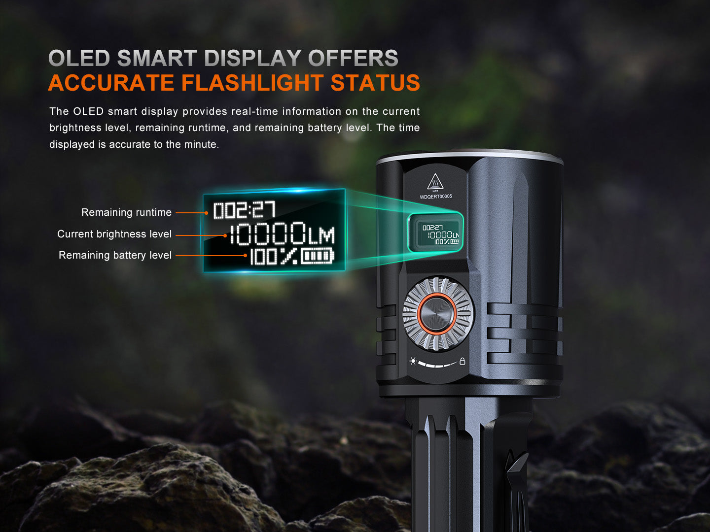 Fenix LR36R White Laser Searching Flashlight | 10,000 Lumens | 4134 ft | OLED | IP68