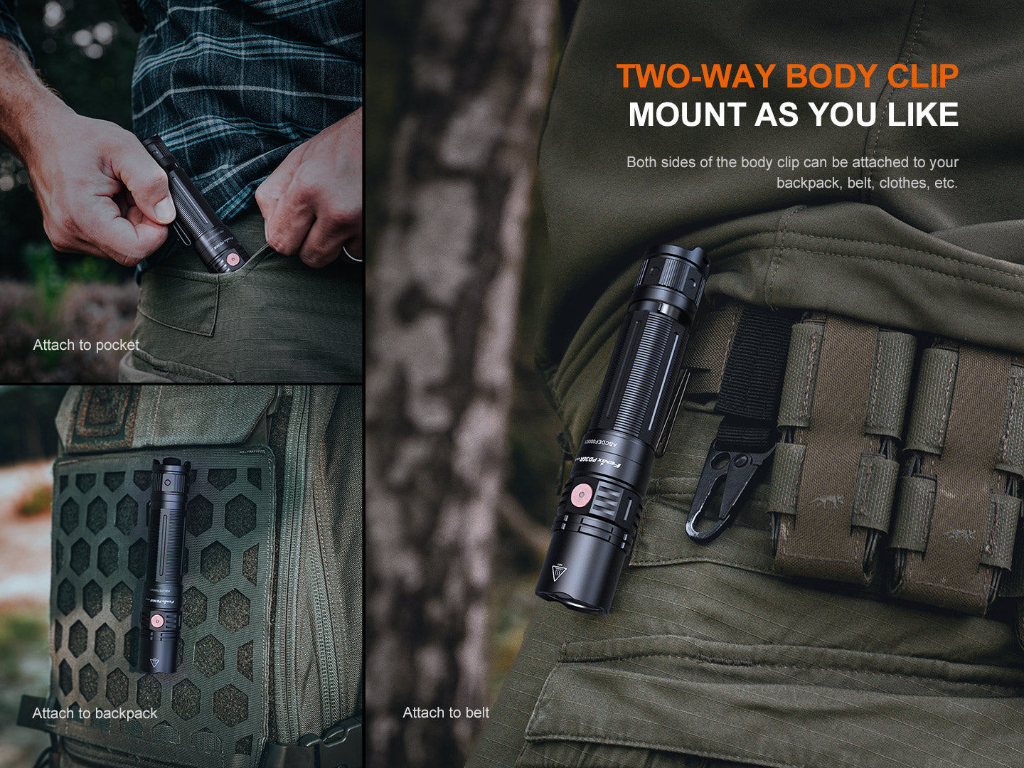 Fenix PD36R V2 Compact Rechargeable Tactical Flashlight | 1700 Lumens | 396m | IP68
