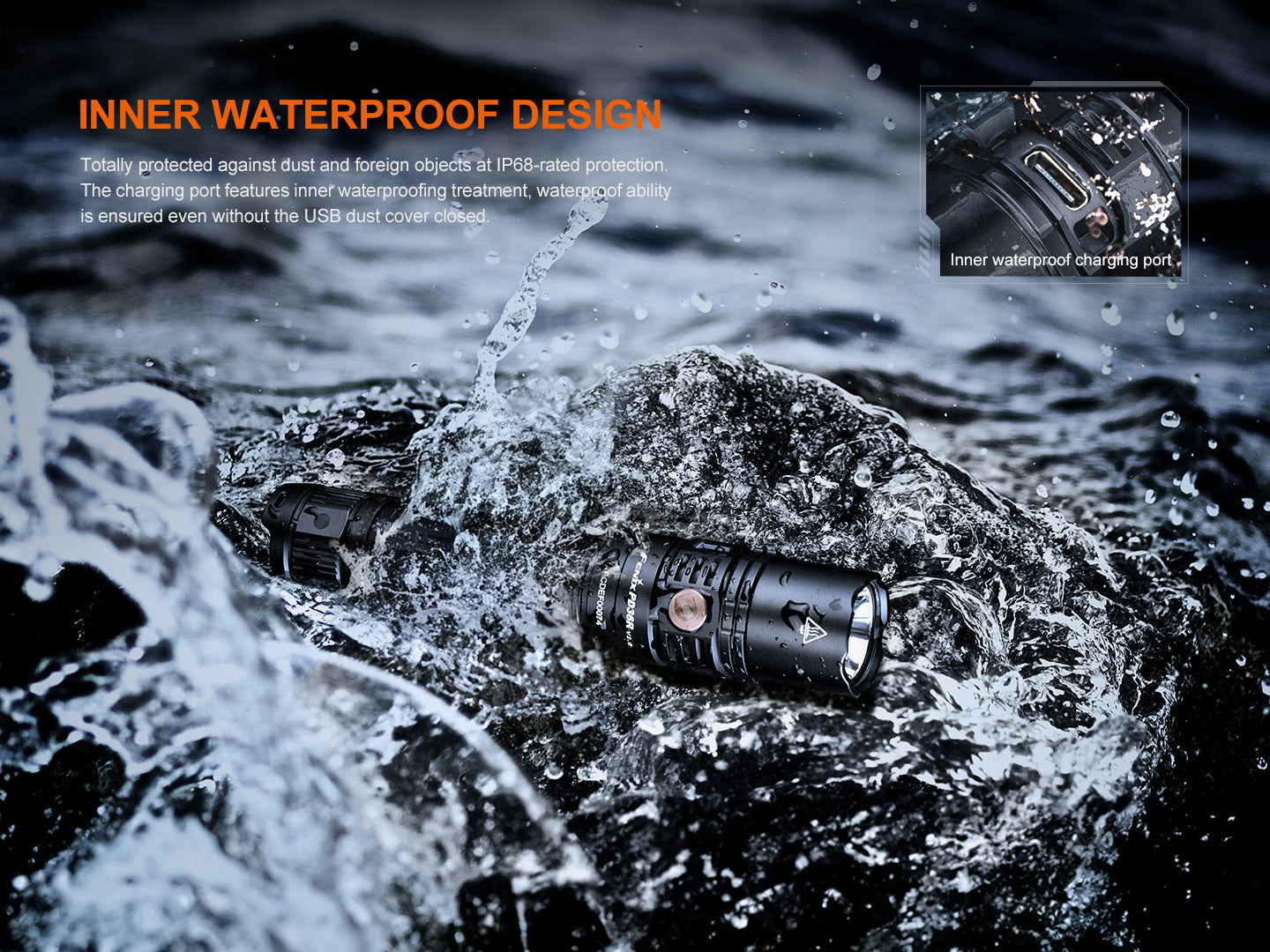 Fenix PD36R V2 Compact Rechargeable Tactical Flashlight | 1700 Lumens | 396m | IP68