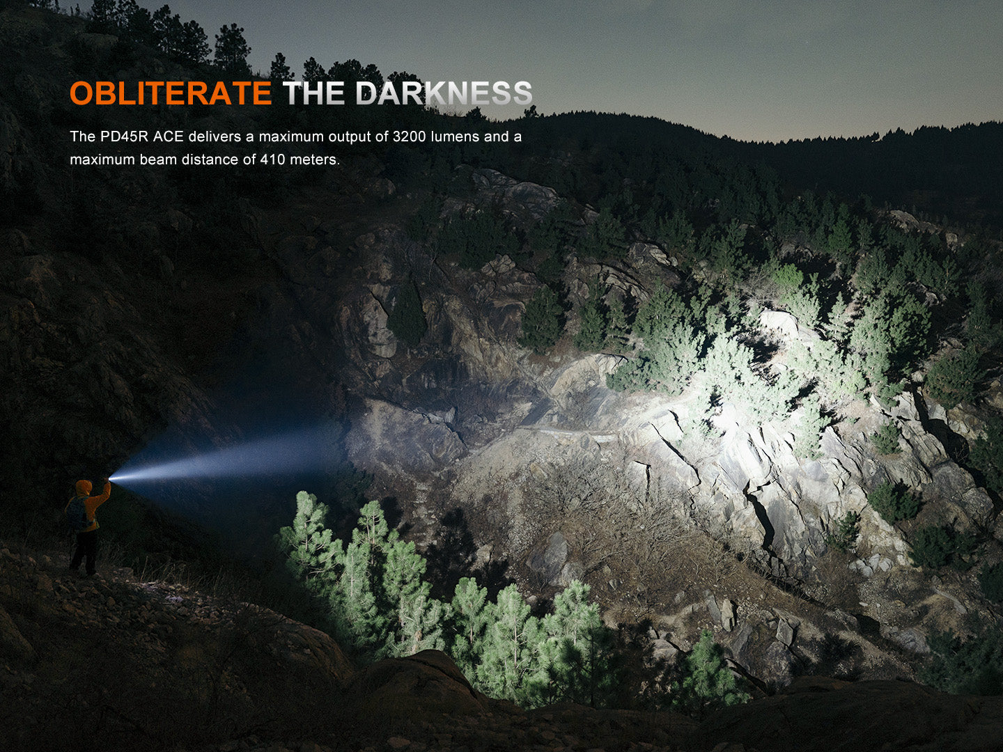 Fenix PD45R ACE Multi-Mode Tactical Flashlight | 3200 Lumens | 410m | SET Tech | IP68