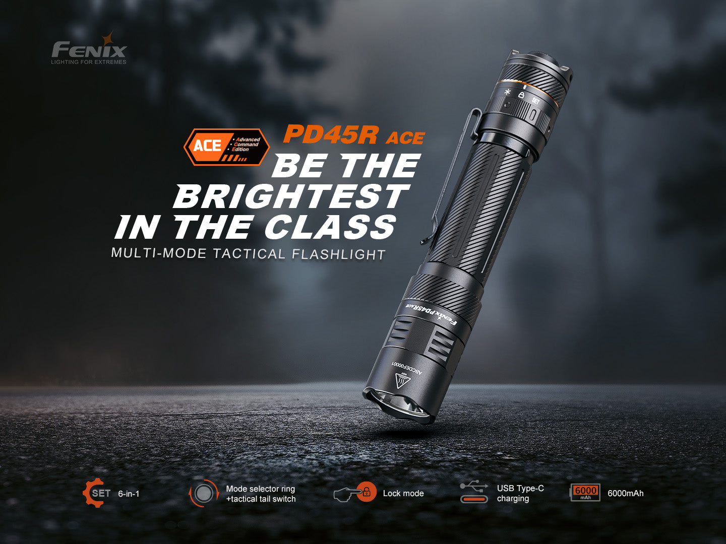 Fenix PD45R ACE Multi-Mode Tactical Flashlight | 3200 Lumens | 410m | SET Tech | IP68