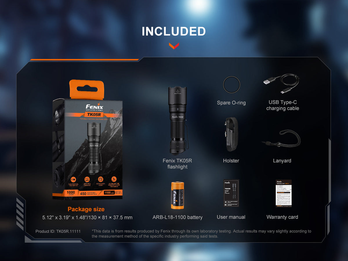 Fenix TK05R Compact Tactical EDC Flashlight | 1000 Lumens | 450m | APF | IP68 | USB-C