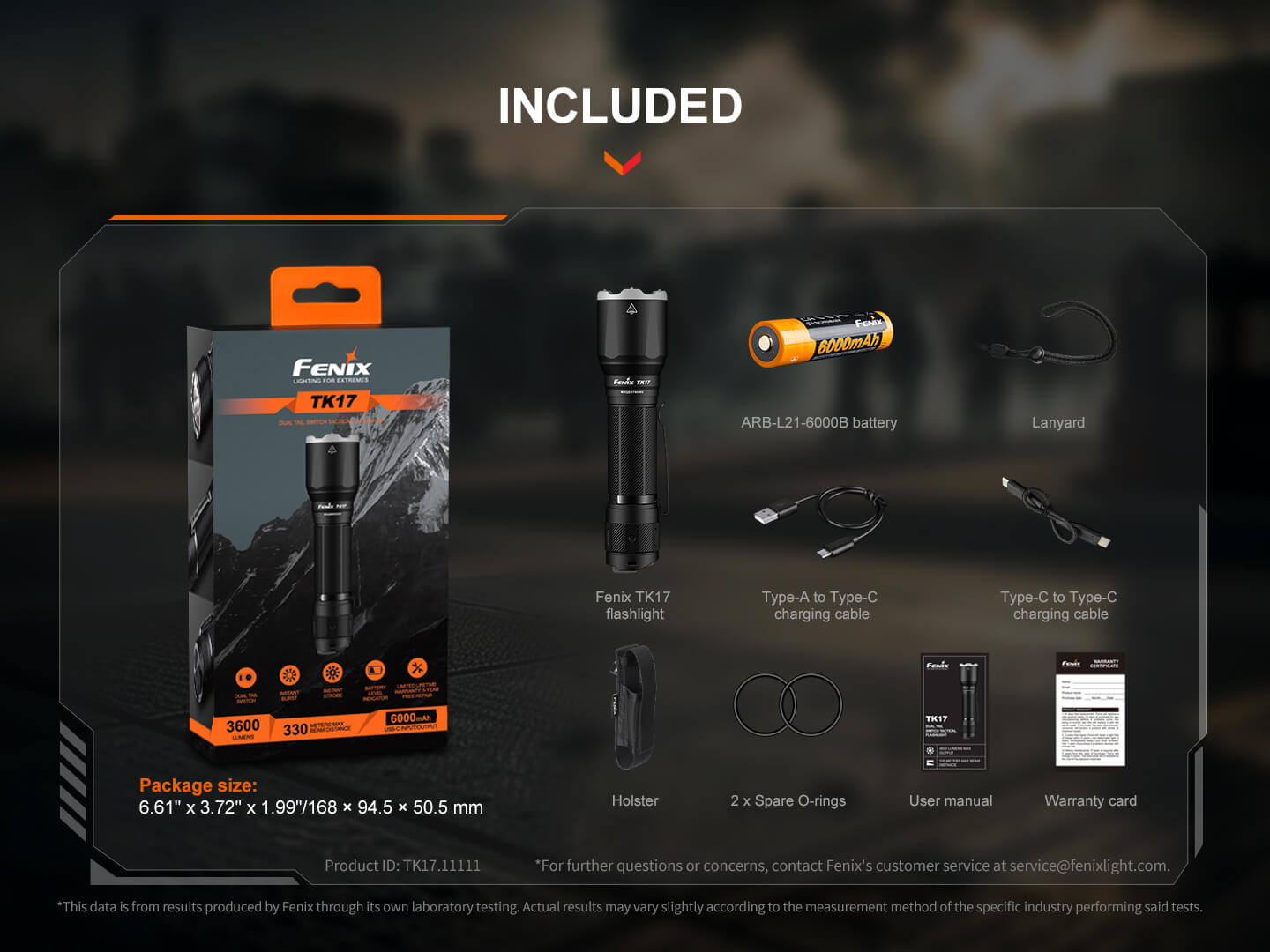 Fenix TK17 Dual Switch Tactical Flashlight | 3600 Lumens | 330m | Power Bank | IP68