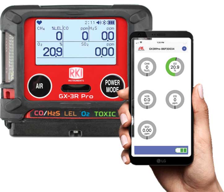 RKI GX-3R Pro Five Gas Personal Monitor LEL, O2, H2S, CO, CO2, SO2 (Common Configurations) - Activated Carbon Depot.