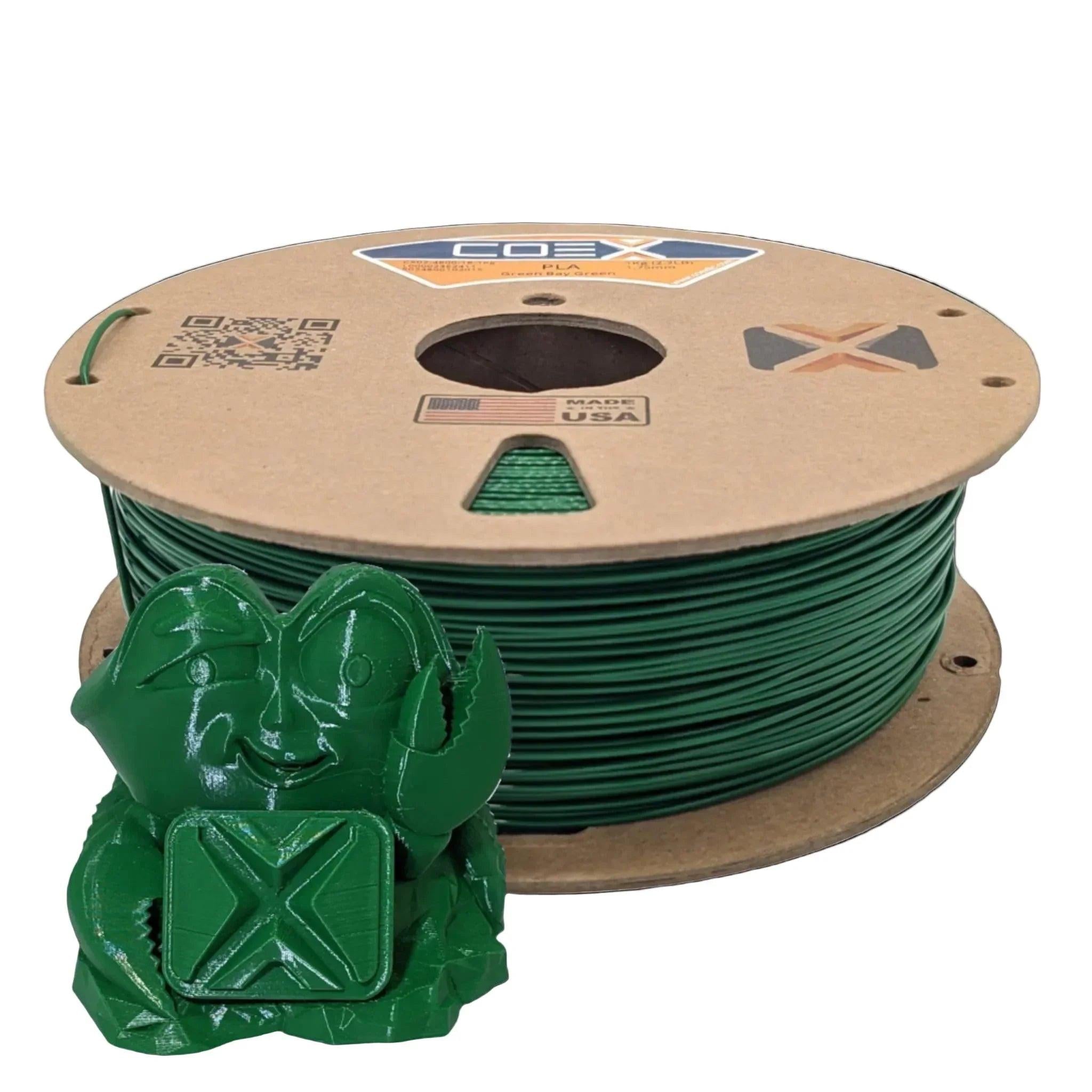 COEX 3D PLA Prime Filament – Green Bay Green – Smooth Finish, Easy Print PLA