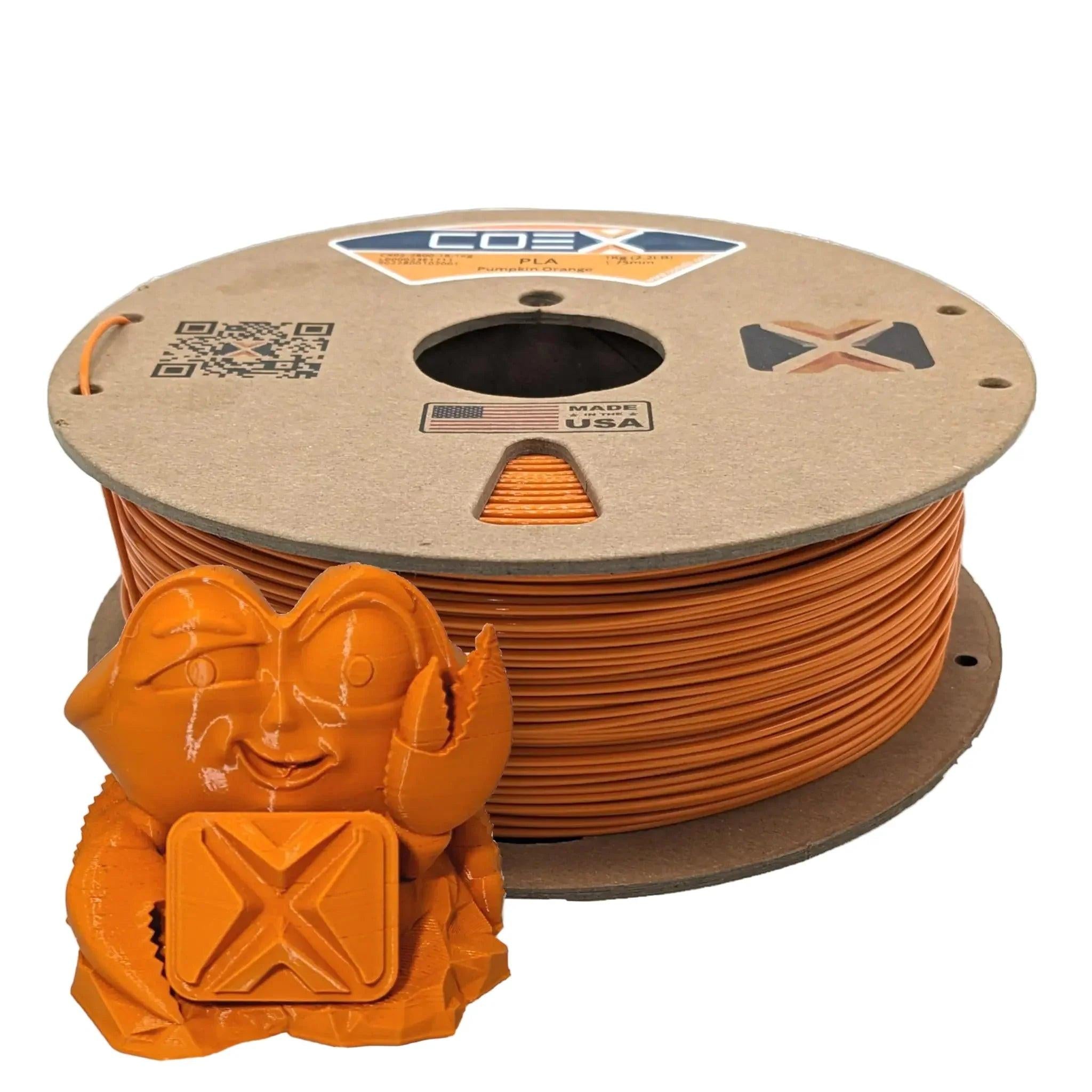 COEX 3D PLA Prime Filament – Pumpkin Orange – Smooth Finish, Easy Print PLA