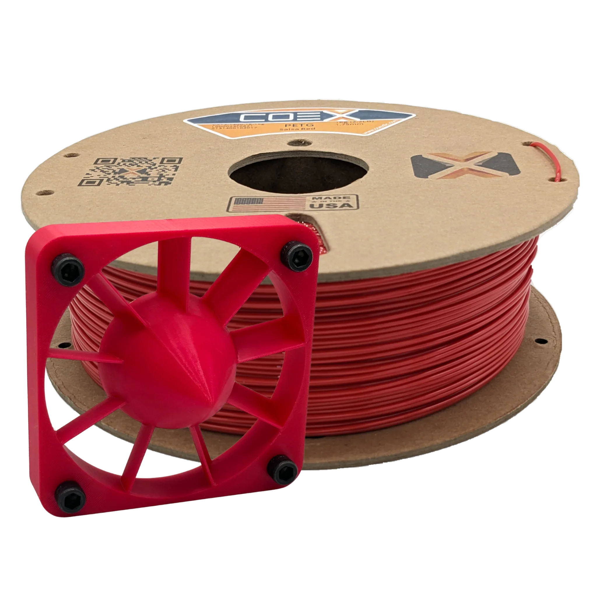 COEX 3D PETG Filament – Salsa Red – Strong, Low Warp, Glossy 3D Printing Material