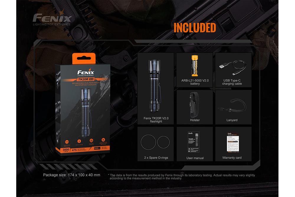 Fenix TK20R V2.0 Rechargeable Flashlight | 3000 Lumens | 1558 ft | IP68 | USB-C