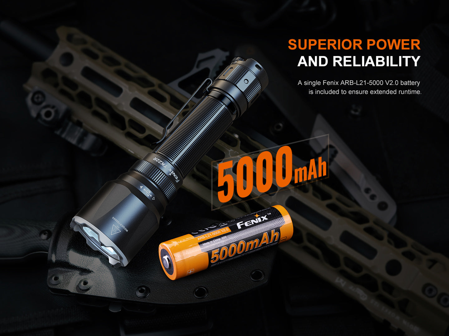 Fenix TK22R Rechargeable Tactical & Duty Flashlight | 3200 Lumens | Flexi-Sensa | IP68