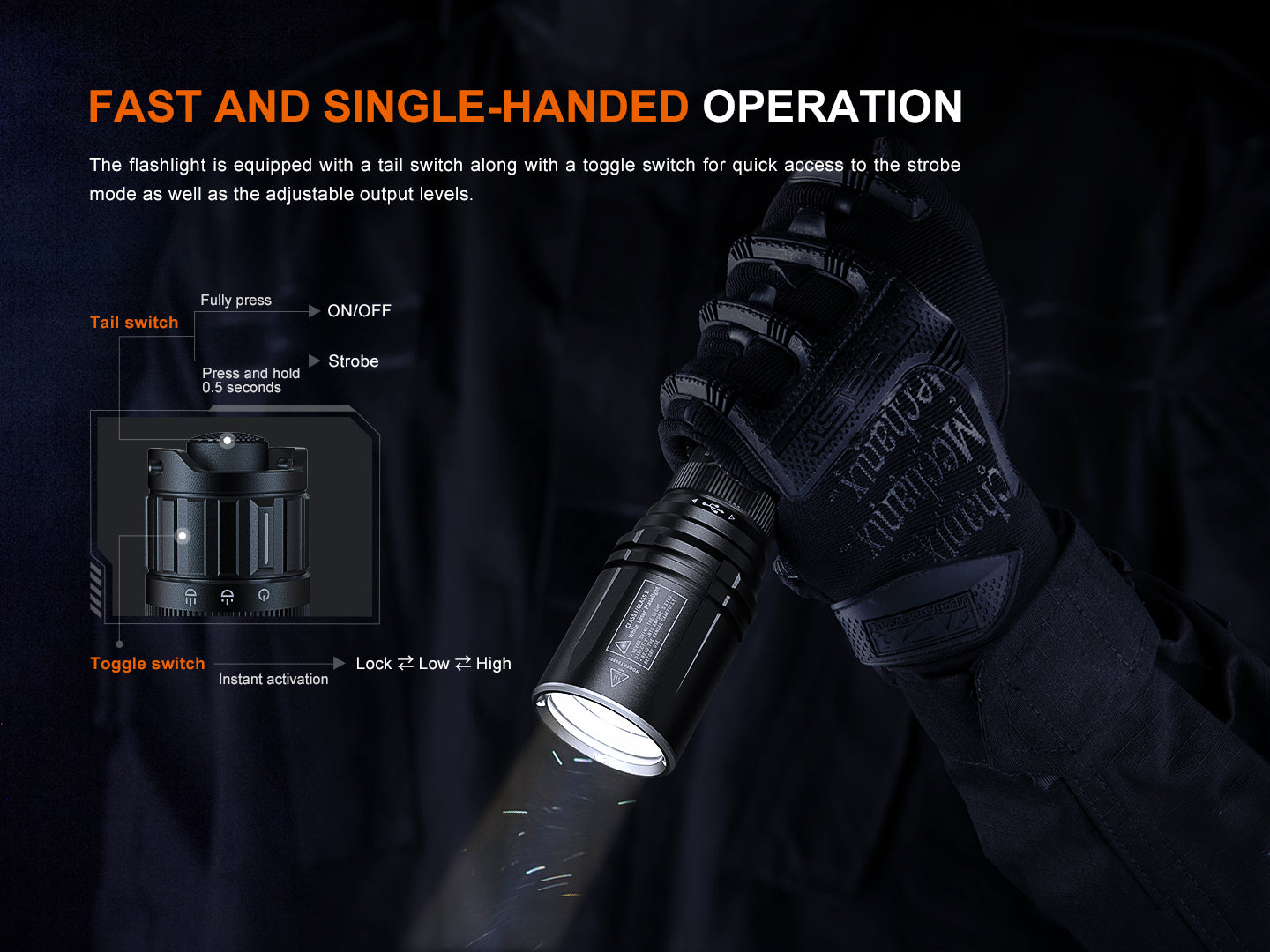 Fenix TK30R Tactical White Laser Rechargeable Flashlight | 500 Lumens | 1500m Beam | IP68