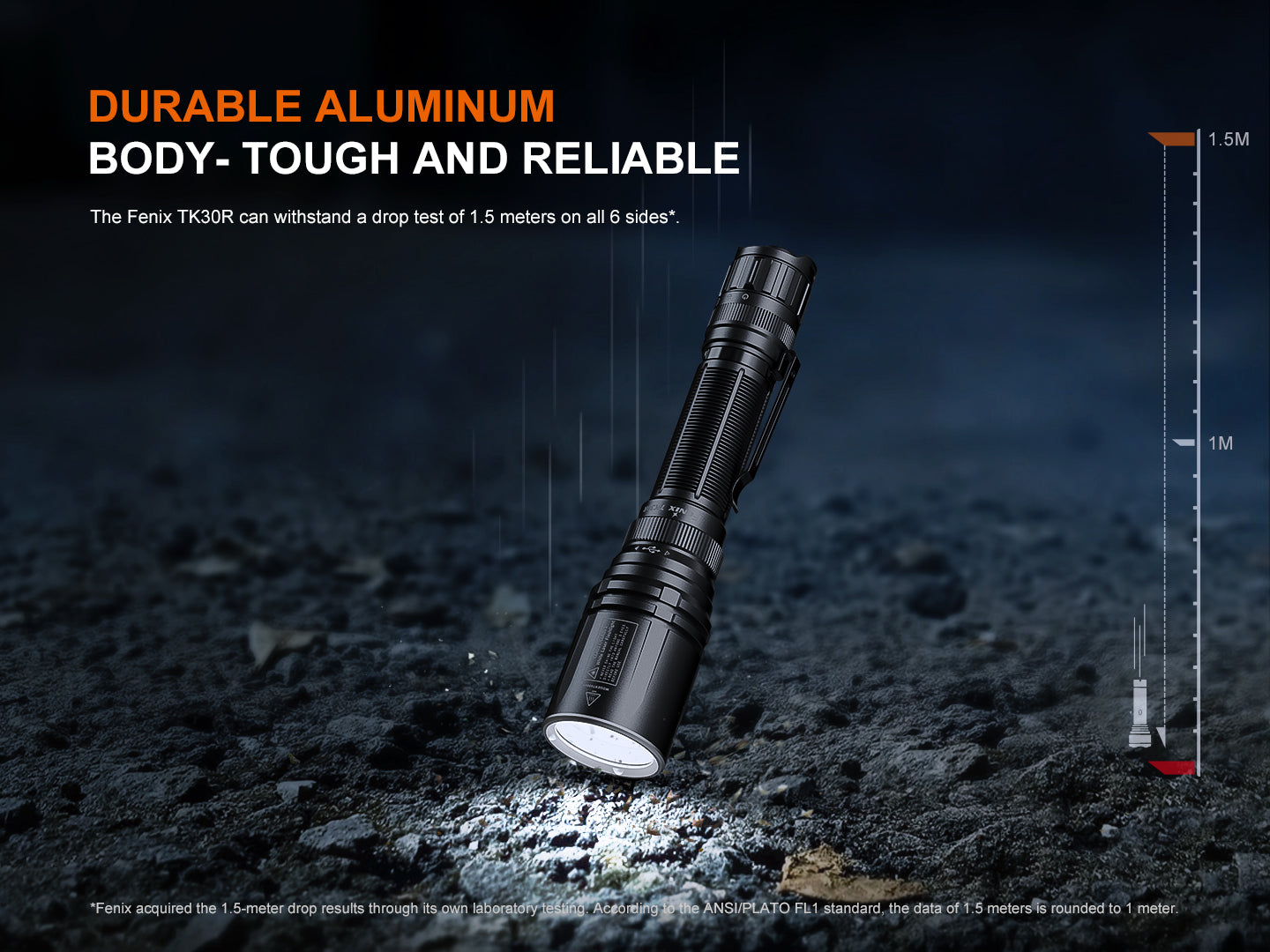 Fenix TK30R Tactical White Laser Rechargeable Flashlight | 500 Lumens | 1500m Beam | IP68