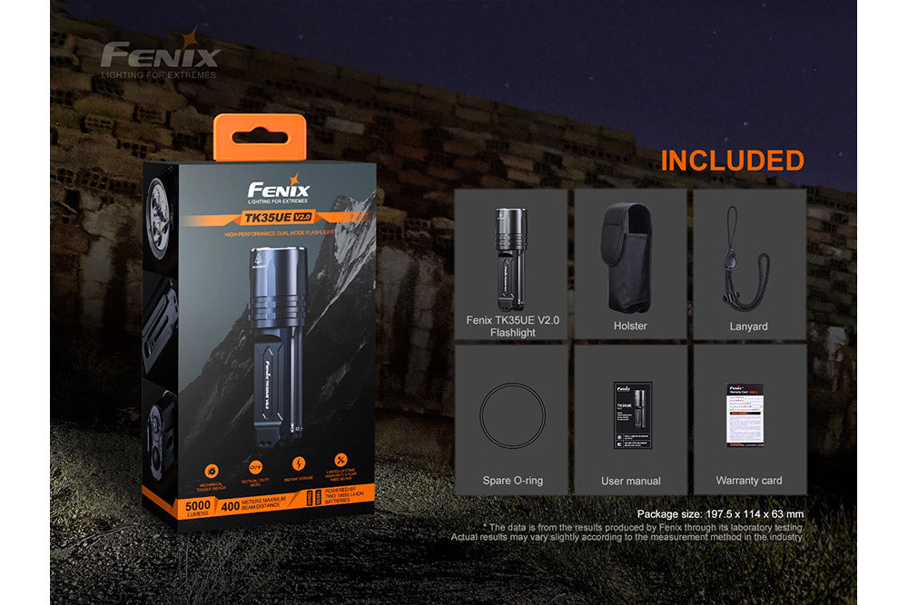 Fenix TK35UE V2.0 Tactical Flashlight | 5000 Lumens | 1300 ft | Tactical & Duty Modes