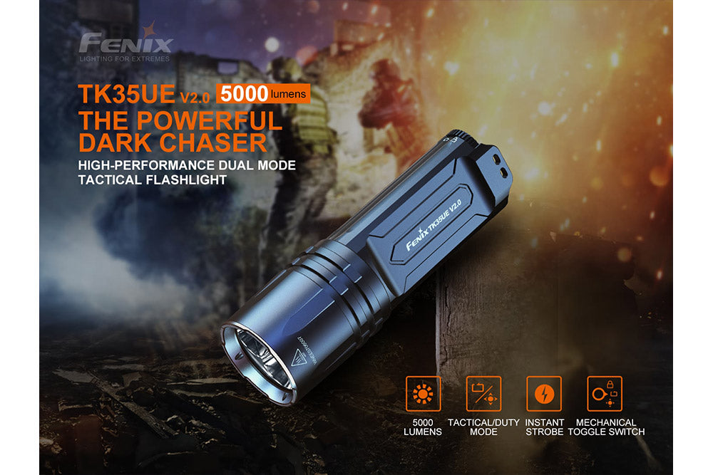 Fenix TK35UE V2.0 Tactical Flashlight | 5000 Lumens | 1300 ft | Tactical & Duty Modes