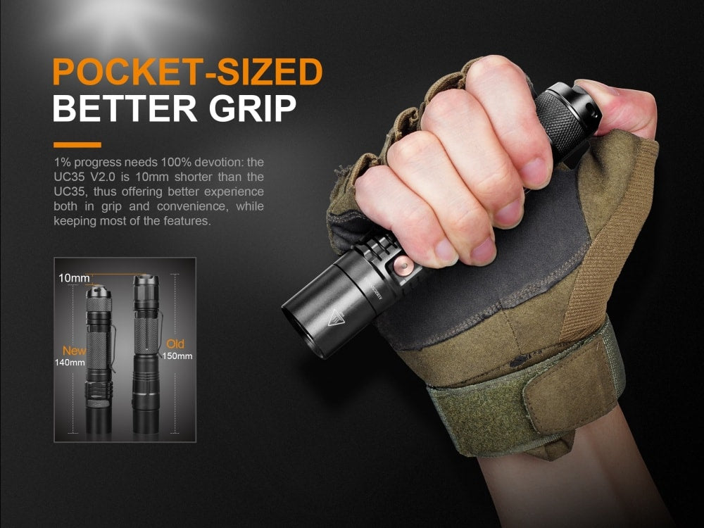 Fenix UC35 V2.0 Rechargeable EDC Flashlight | 1000 Lumens | 872 ft | CREE XP-L HI V3