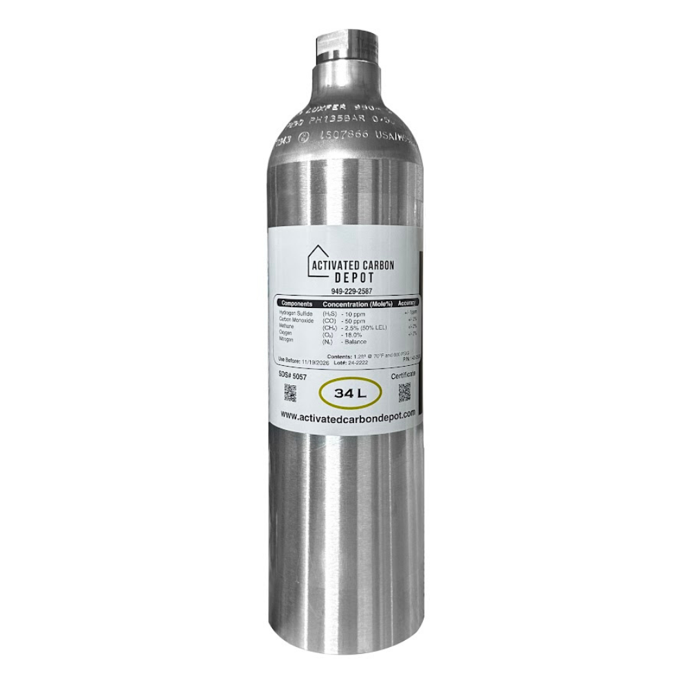 4-Gas Calibration Mix – H₂S, CO, O₂, N₂ in 34L & 60L Cylinders