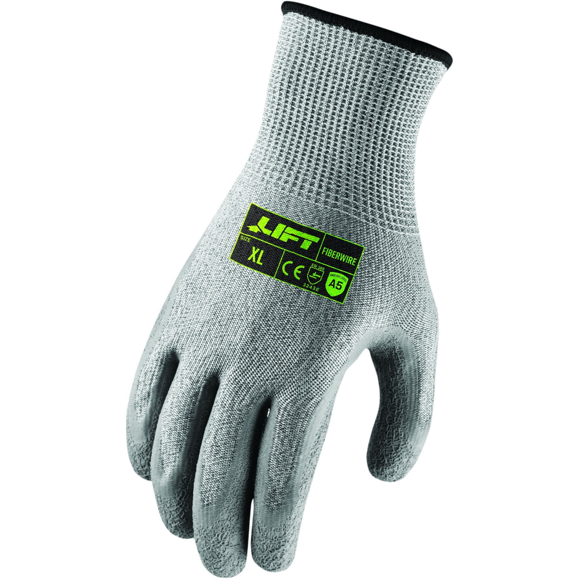 LIFT Safety FiberWire A5 Cut Resistant Glove | Crinkle Latex Palm