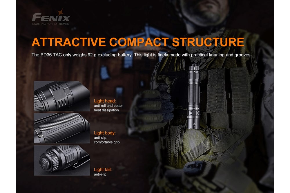 Fenix PD36 TAC Tactical Flashlight | 3000 Lumens | 898 ft Beam | USB-C | IP68