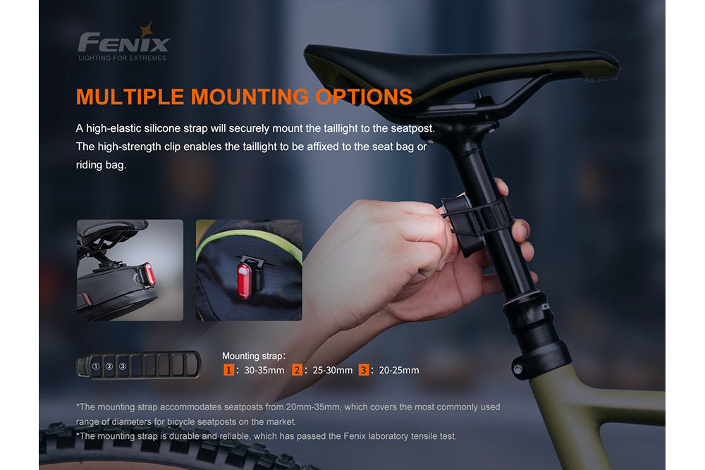 Fenix BC05R V2.0 Rechargeable Bicycle Tail Light | 180° Wide-Angle | IP66 | USB-C