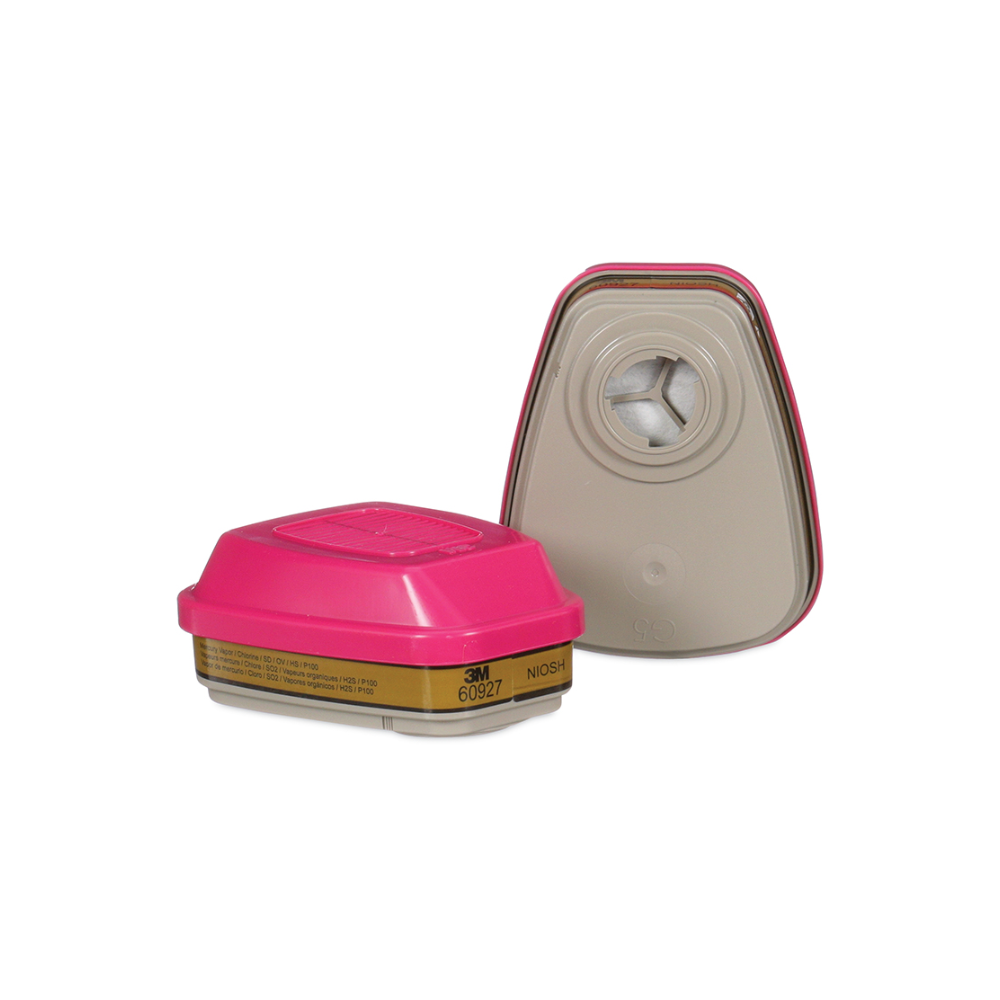 3M Mercury Vapor/Organic Vapor/Acid Gas Cartridge/Filter/P100, NIOSH Magenta/Olive