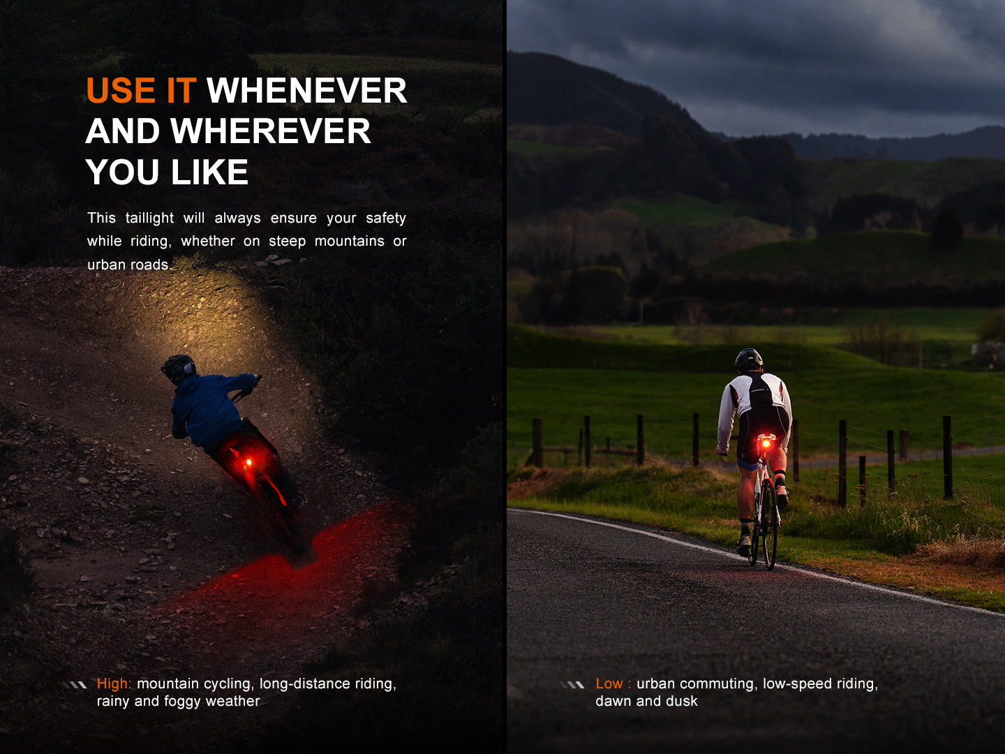 Fenix BC06R Smart-Brake Bicycle Taillight | 270° | 24.5-Hour | IP66 | USB-C
