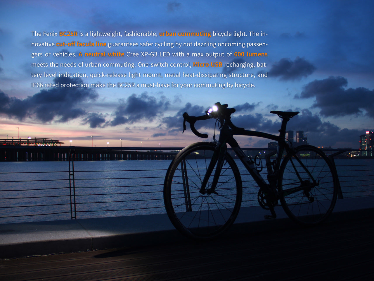 Fenix BC25R LED Bike Light | 600 Lumens | Anti-Glare | IP66 | 2600mAh Battery