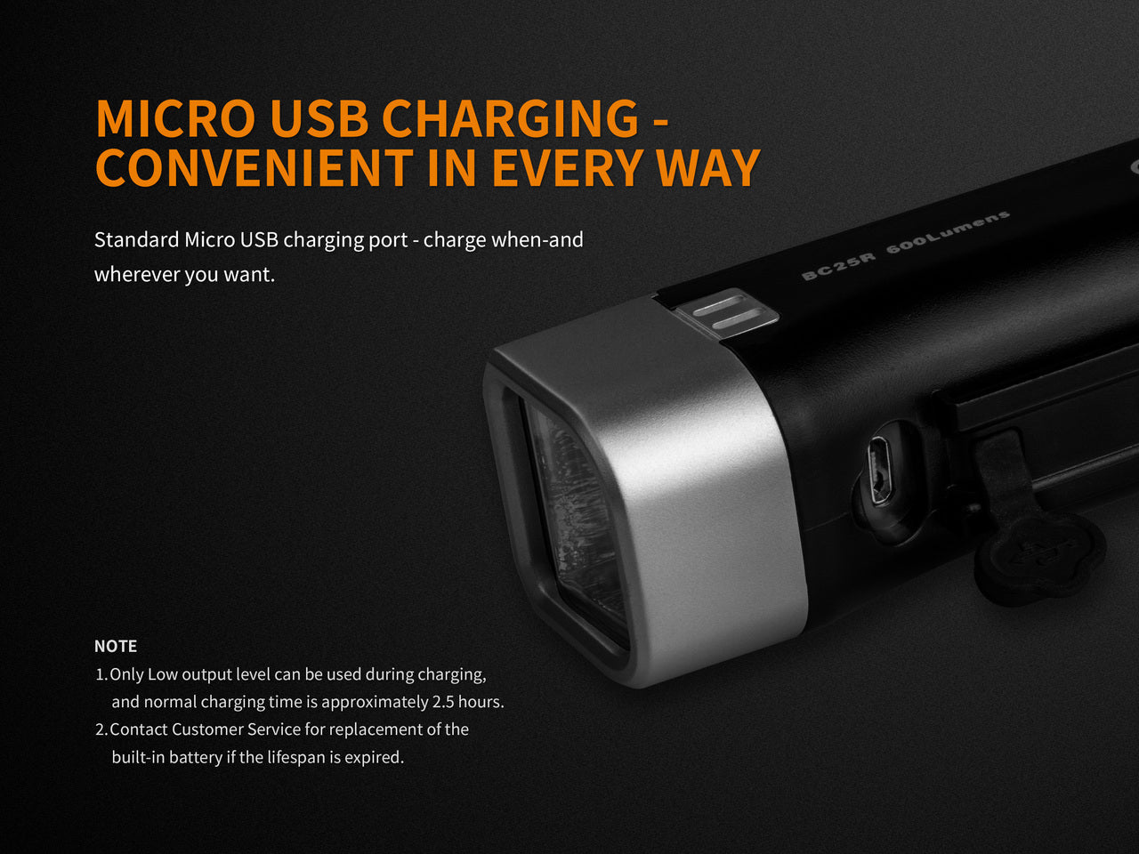 Fenix BC25R LED Bike Light | 600 Lumens | Anti-Glare | IP66 | 2600mAh Battery
