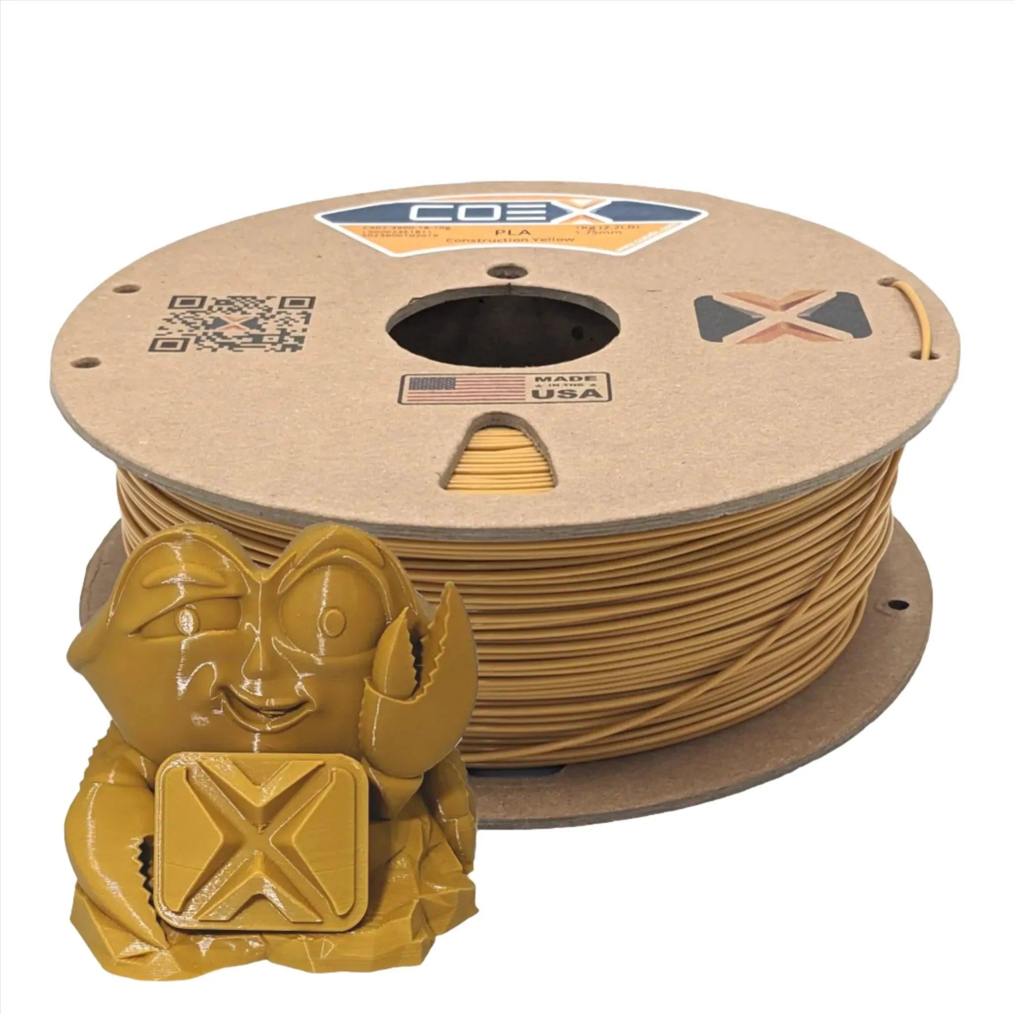 COEX 3D PLA Filament – Construction Yellow – Easy Print, Smooth Finish Material