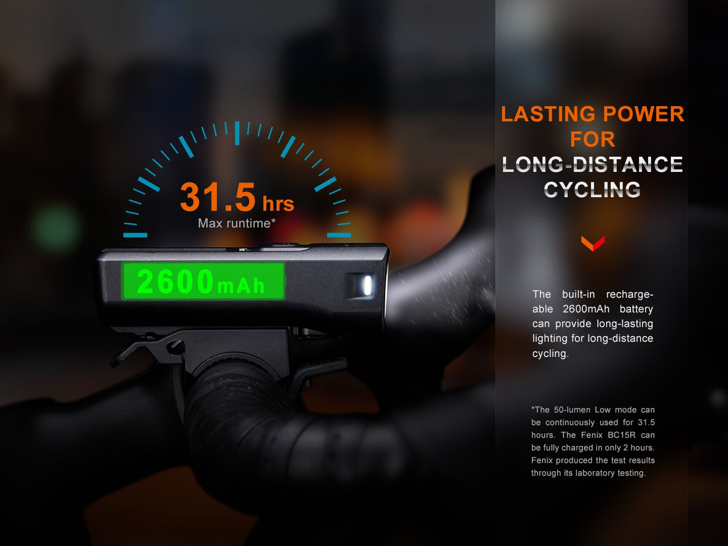 Fenix BC15R Rechargeable Bike Light | 400 Lumens | 31.5-Hour | 109g | IP66