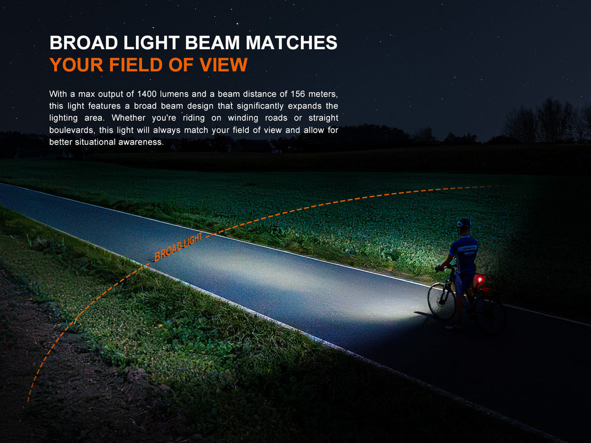 Fenix BC22R Road Bike Light | 1400 Lumens | 512 ft Beam | Anti-Glare | IP66 | USB-C