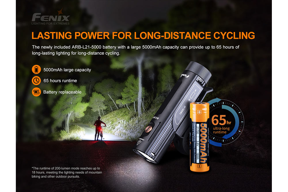 Fenix BC26R LED Bike Light | 1600 Lumens | 100° Beam | 65-Hour Runtime | IP68