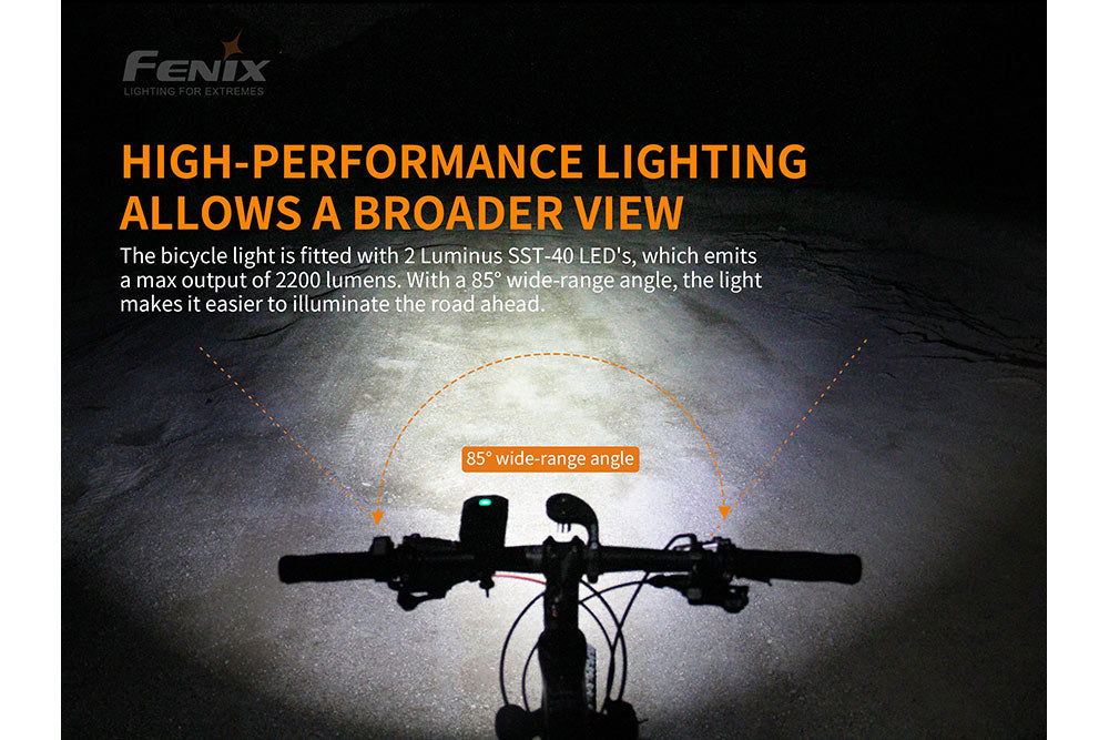Fenix BC30 V2 LED Bike Light | 2200 Lumens | 610 ft | Dual Beam | Bluetooth