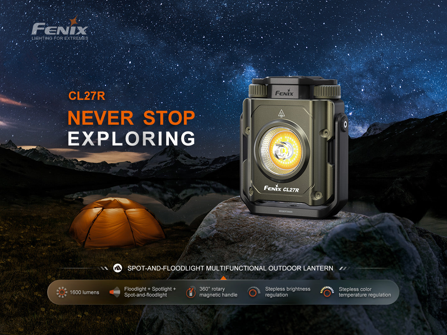 Fenix CL27R Multifunctional Outdoor Lantern | 1600 Lumens | Dual Beam | 2700K-6500K | IP66