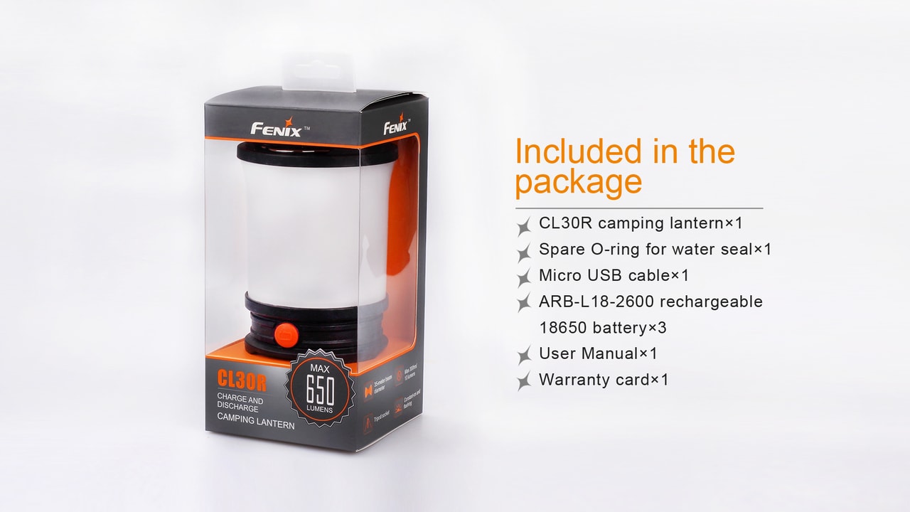Fenix CL30R Rechargeable LED Camping Lantern | 650 Lumens | Power Bank | All-Season