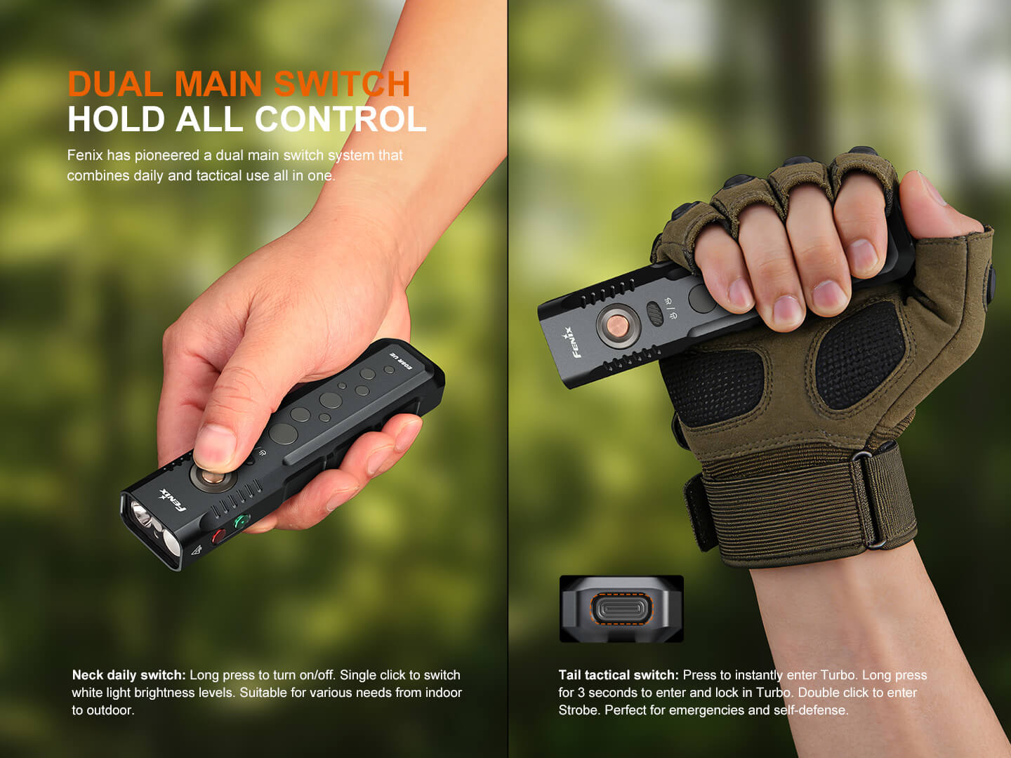 Fenix E08R UE Multi-Light EDC Flashlight | 1600 Lumens | Green Laser | Red Light | IP66