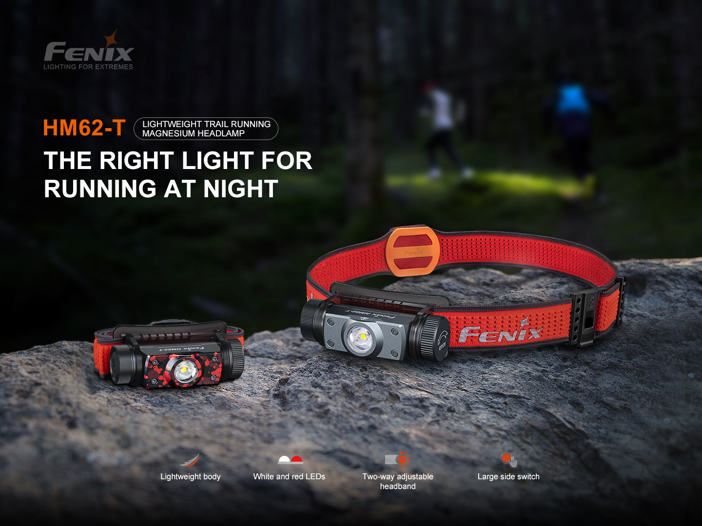 Fenix HM62-T Trail Running Headlamp | 1200 Lumens | Magnesium Body | Emergency Whistle | IP68